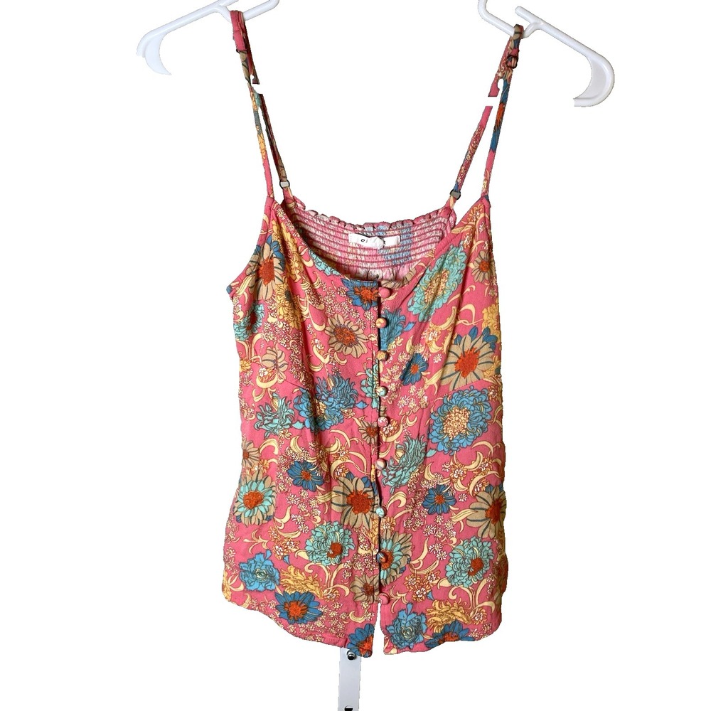 O'Neill Floral Retro Y2k Tank Top Small Spaghetti Strap Flowy Hippie Surfer